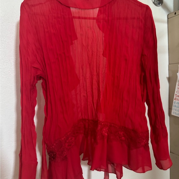 Amanda Lane Red Ruffled Blouse - Picture 3 of 4